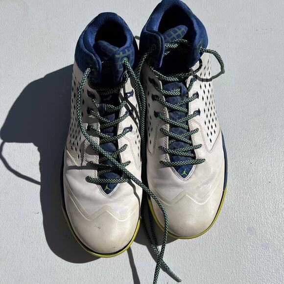Jordan Rising High Men’s White W/Blue And Green 7869131-102 Size 12